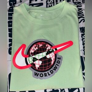 Nike Swoosh Worldwide | Lime Green Activewear | Athletic Sport Tee Shirt | Large